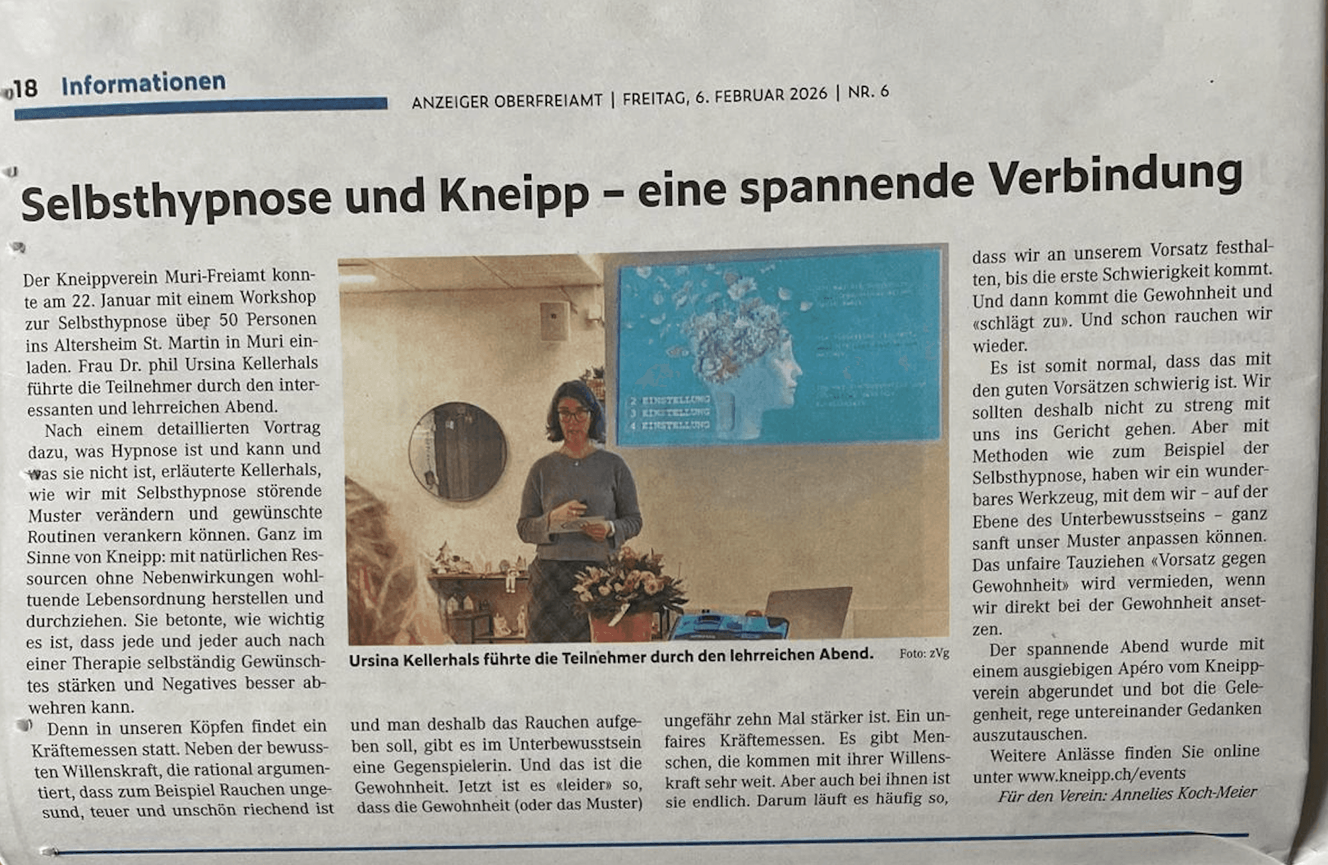 Vortrag Selbsthypnose — Kneippverein