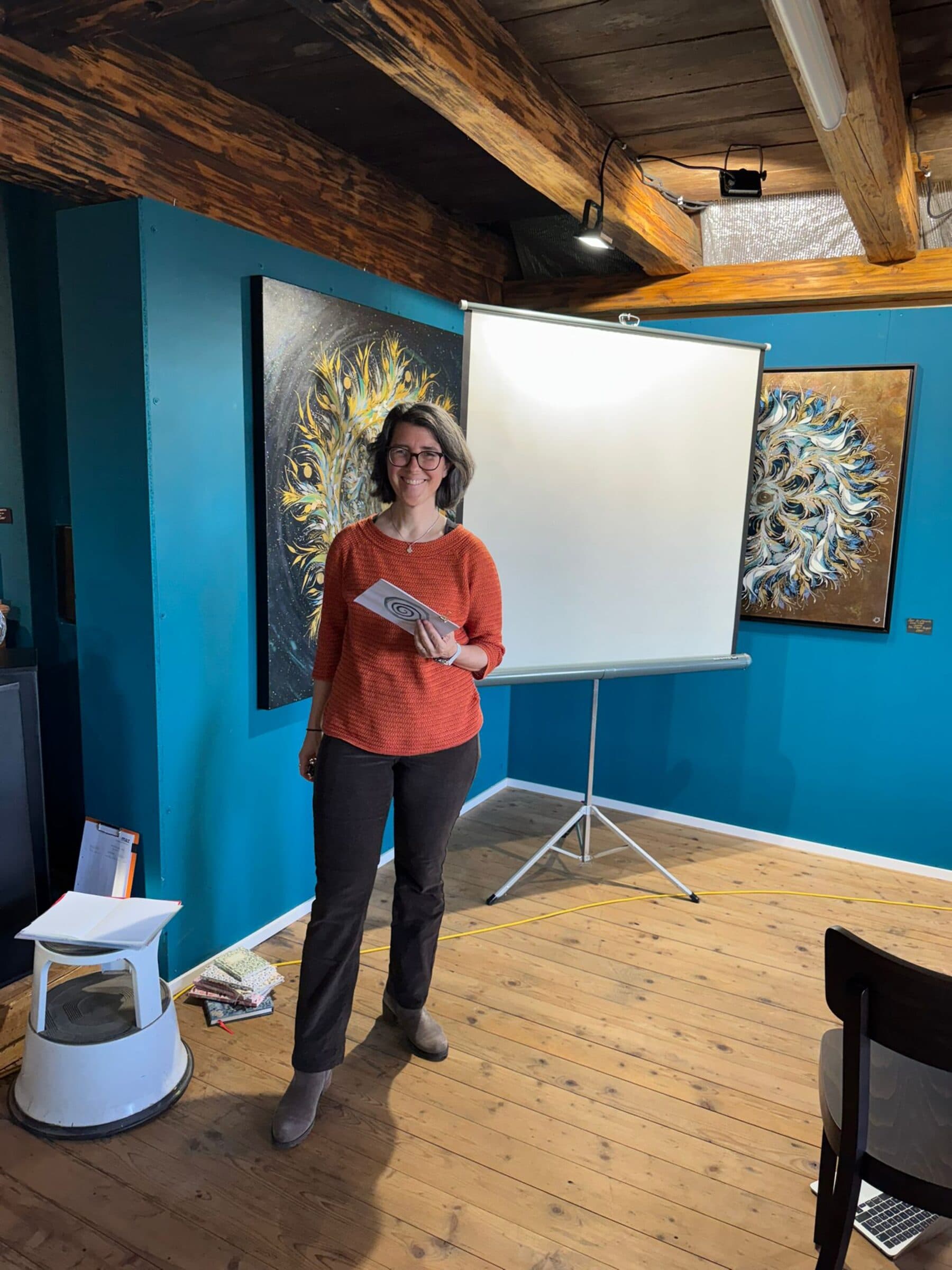 Ursina Kellerhals giving a talk at the Löwen, Jonen